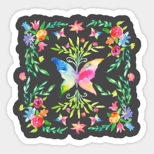 Watercolor butterfly and flowers Sticker